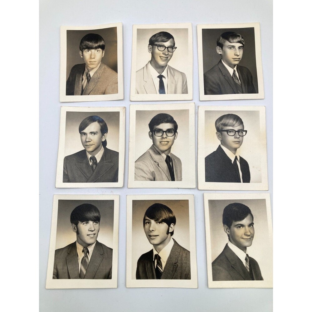 VTG 1970s Black And White Yearbook Photo School Portrait Lot Of 9